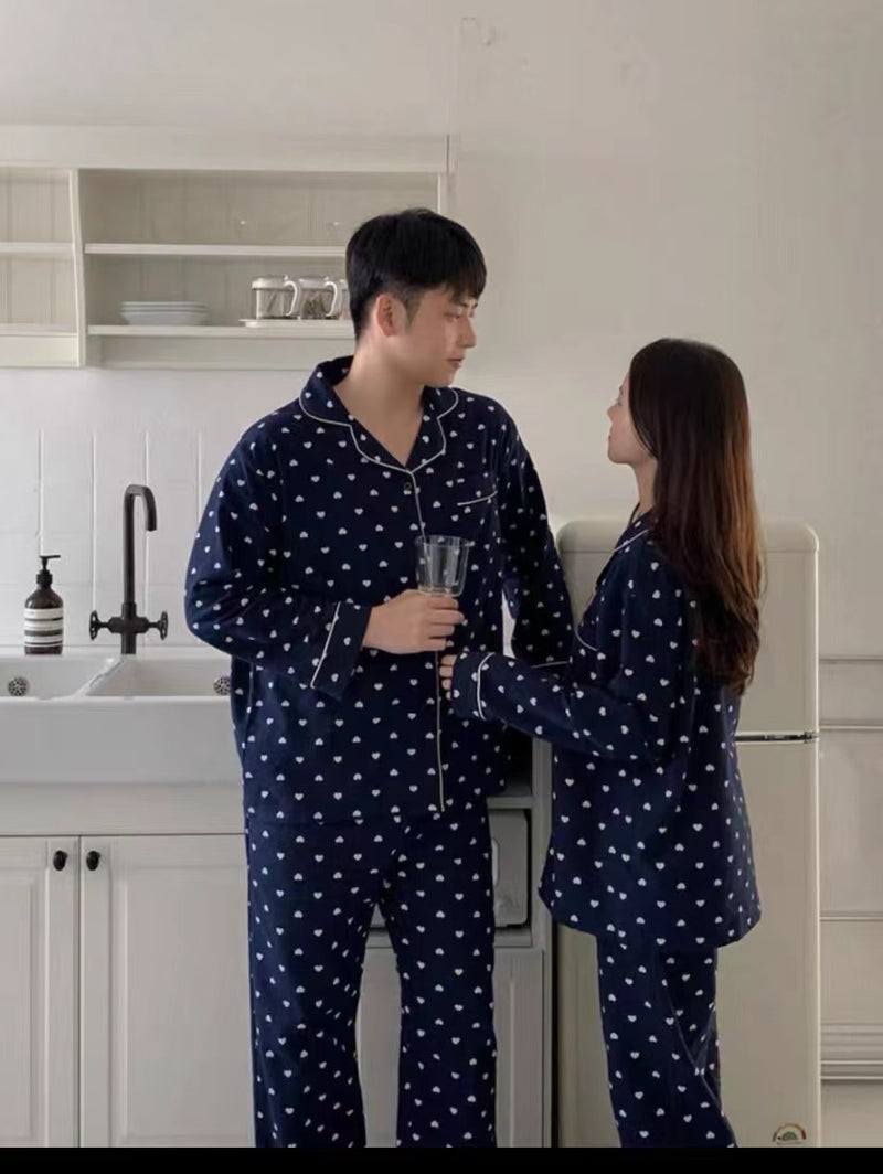 韩国 纯棉 可爱 睡衣 套装 2码 胸围126cm 蓝色 男士 （今日五折）