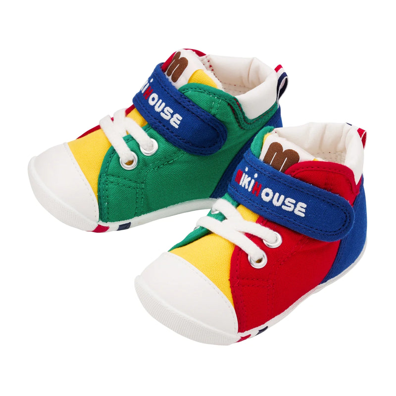 Japanese mikihouse color block toddler shoes 1 section 10-9301-495 Made in Japan