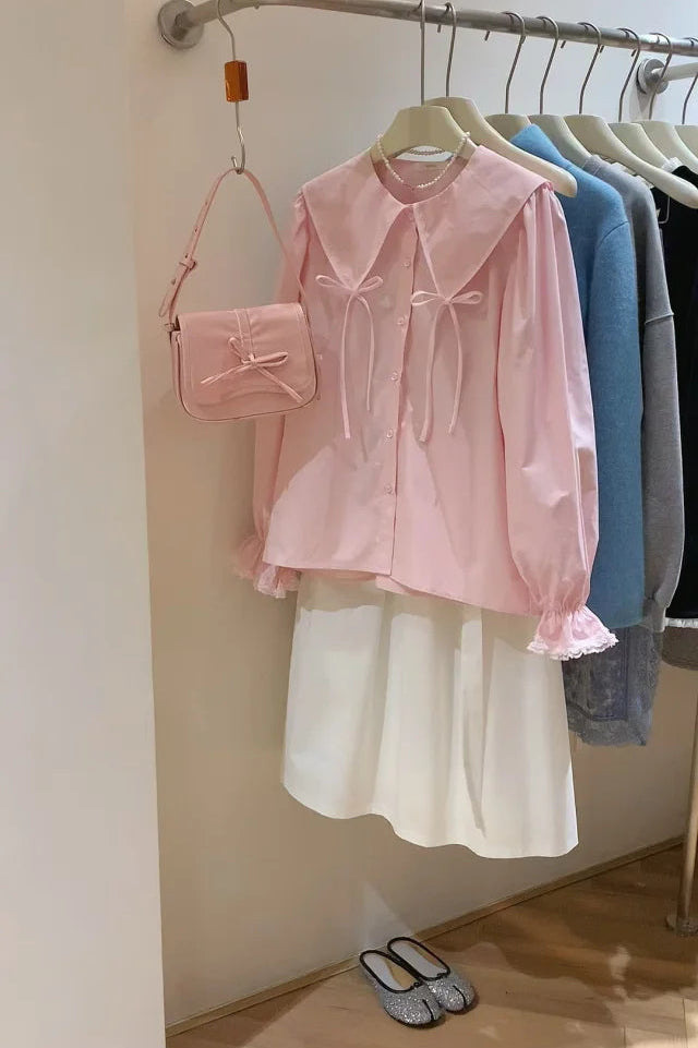 韩国女装 蕾丝花边衬衫   (限时7折 加入购物车自动减价)