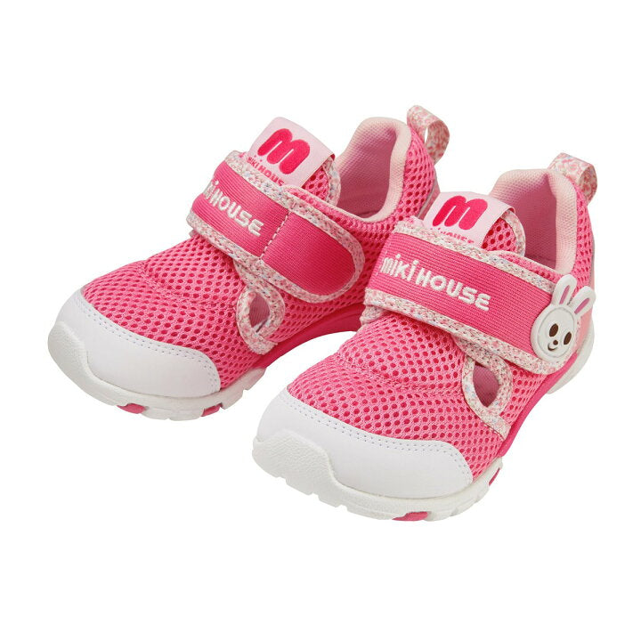 Japan MIKIHOUSE Baotou mesh sandals white rabbit pink shoes (16-19CM) 12-9403-388