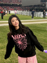 Korean Mardi fever collaboration black and pink sweatshirt without velvet