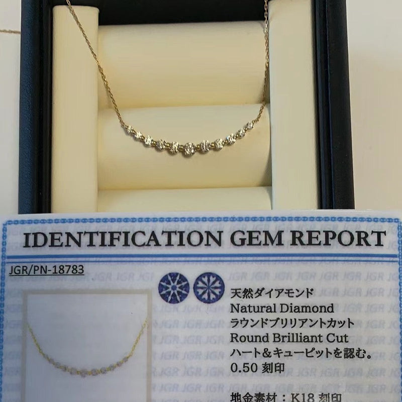 日本珠宝 钻石笑脸项链 钻石50分 八箭八心，有八箭八心钻石证书 k18 45cm可调节