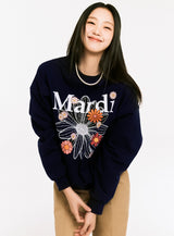 South Korea mardimercredi flower sweatshirt gold, silver, one size fits all