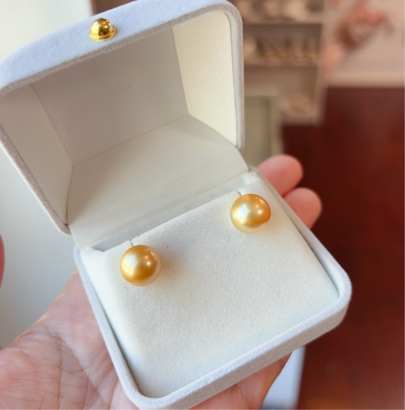 日本珠宝 秒杀特价 南洋金珠 10-11mm 18k金耳针 耳钉 限时五折