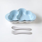 日本10mois 竹纤维儿童云朵餐具婴儿碗勺礼盒 蓝色