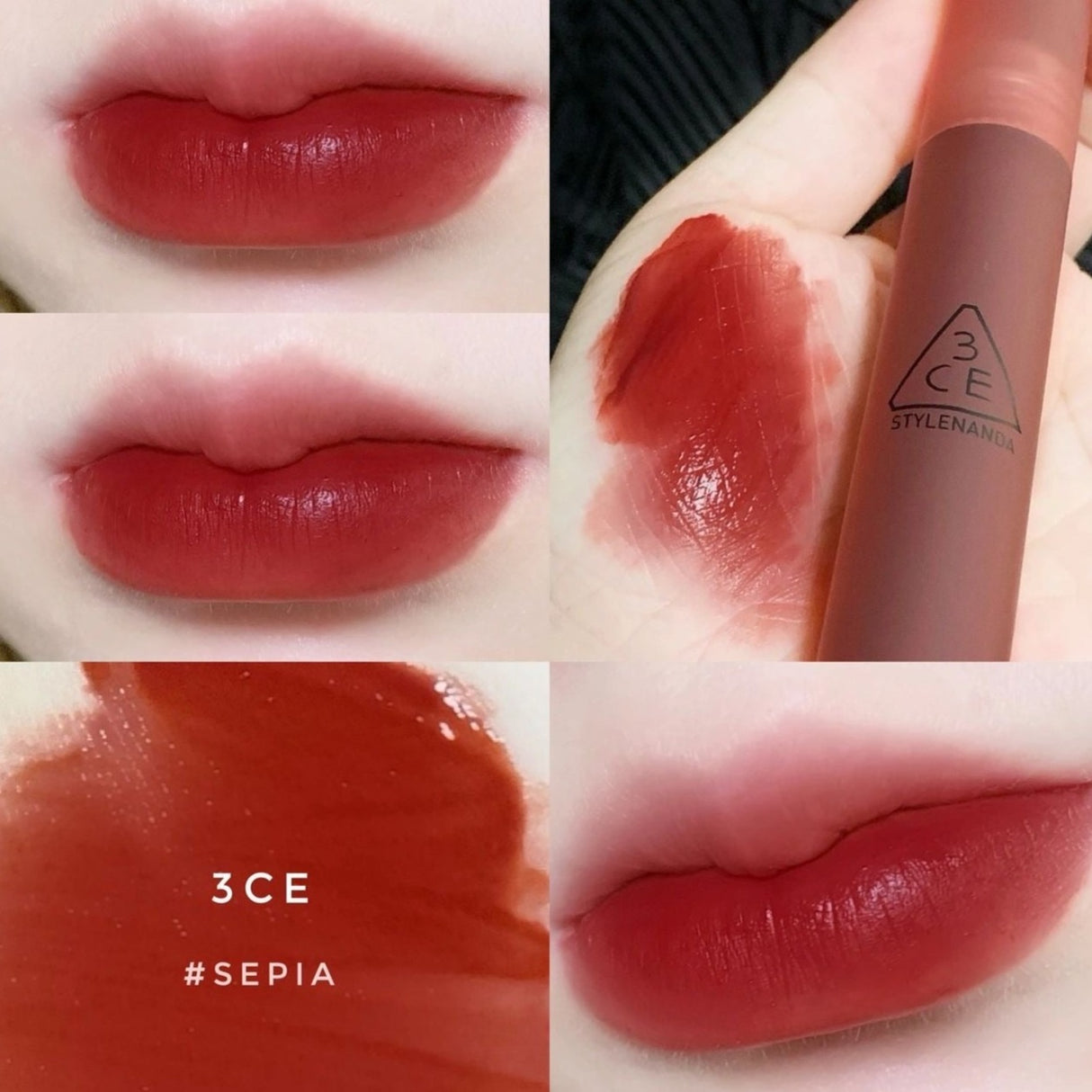 Korea 3CE Water Mist Lip Glaze SEPIA Caramel Red Chestnut 4.6g [Buy on –  chuxinxiaopu