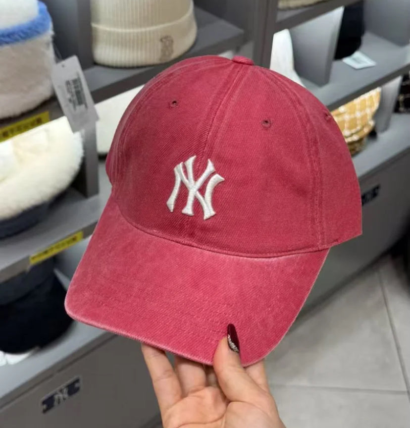 韩国 ny 小标 棒球帽 西瓜红
