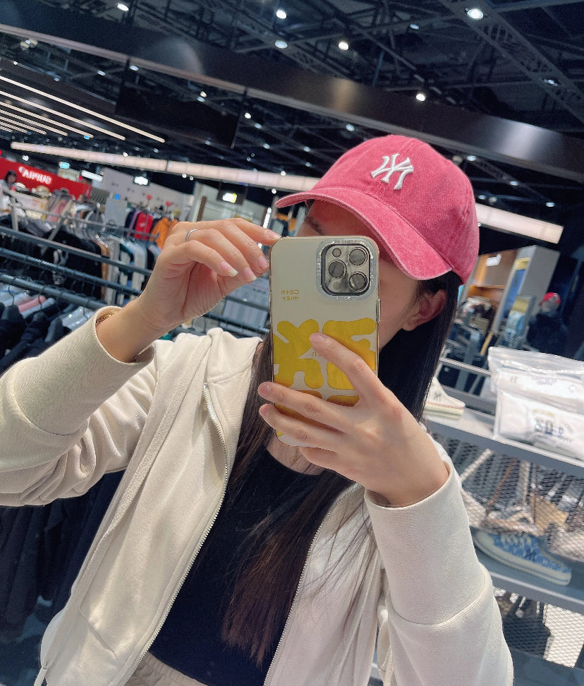 韩国 ny 小标 棒球帽 西瓜红