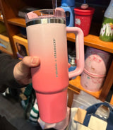 台湾 星巴克 渐变莓粉 联名 Stanley 不锈钢 吸管杯 887ml