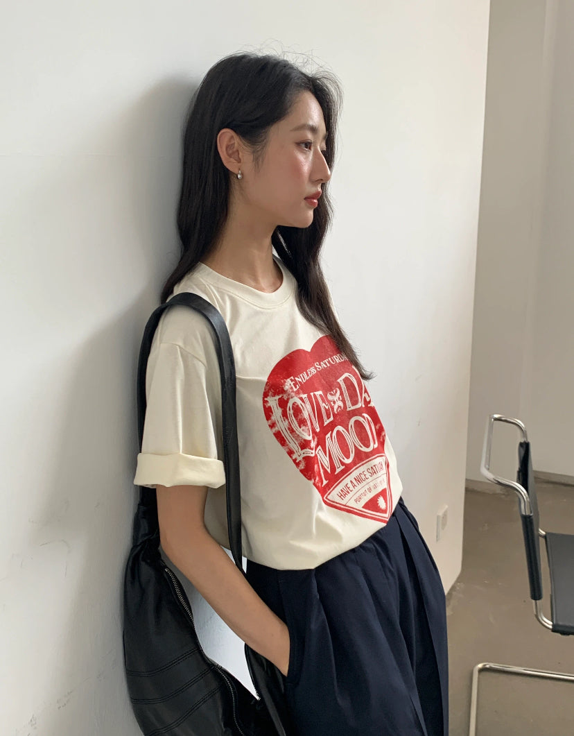 韩国女装 黄礼志同款 印花短袖 M码  胸围104cm