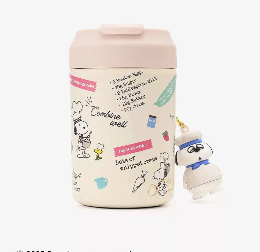 日本 snoopy 限定保温杯 400ml  自带 胖狗 挂件