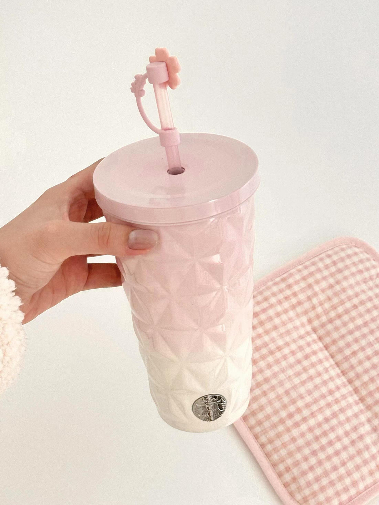 中国 星巴克 樱花春绽系列 不锈钢吸管杯 590ml