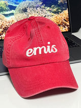 韩国 emis 棒球帽 新款 红色 做旧款
