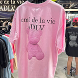 韩国 ADLV 卡通小熊字母T恤 短袖 粉色