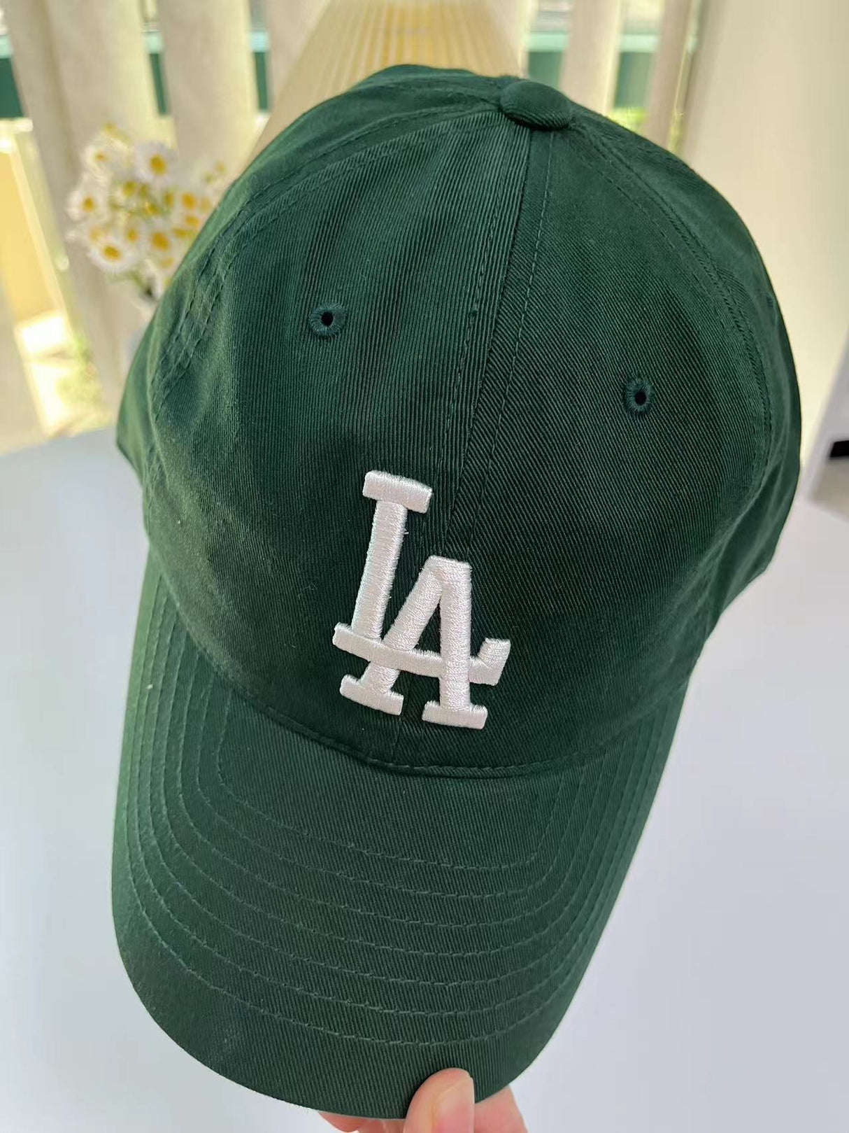 韩国 大标 绿色 LA 帽子
