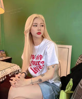 韩国女装 爱心字母短袖 T恤 金惠允同款 胸围100cm