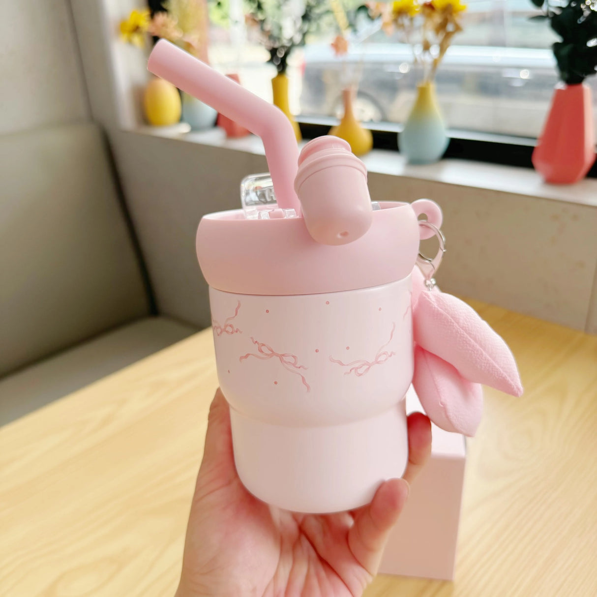 中国 星巴克 花园舞曲系列 不锈钢 吸管杯 配 挂件 445ml