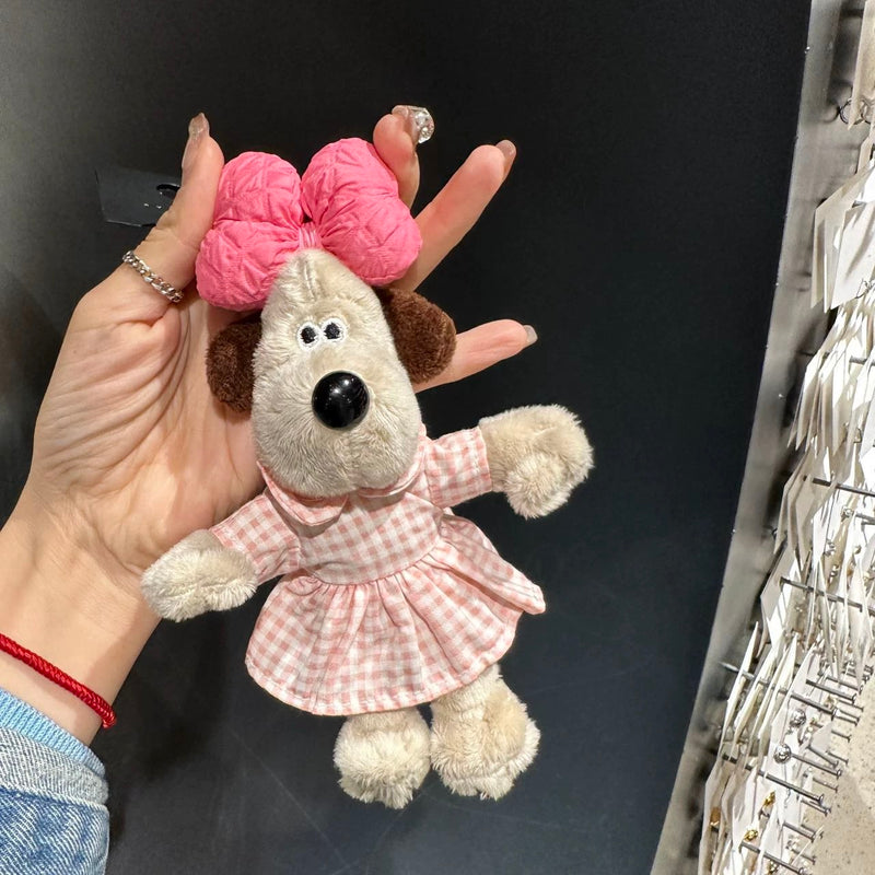 韩国 格纹连衣裙 蝴蝶结 掌门狗挂件