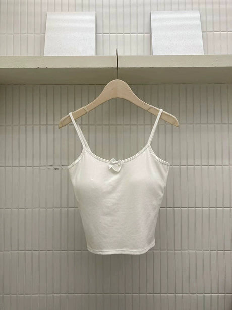 韩国女装 胸前小蝴蝶结 吊带衫 背心 含胸垫 胸围74-108长度41