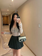 韩国女装 百搭 系扣 开衫 均码带弹力 粉色