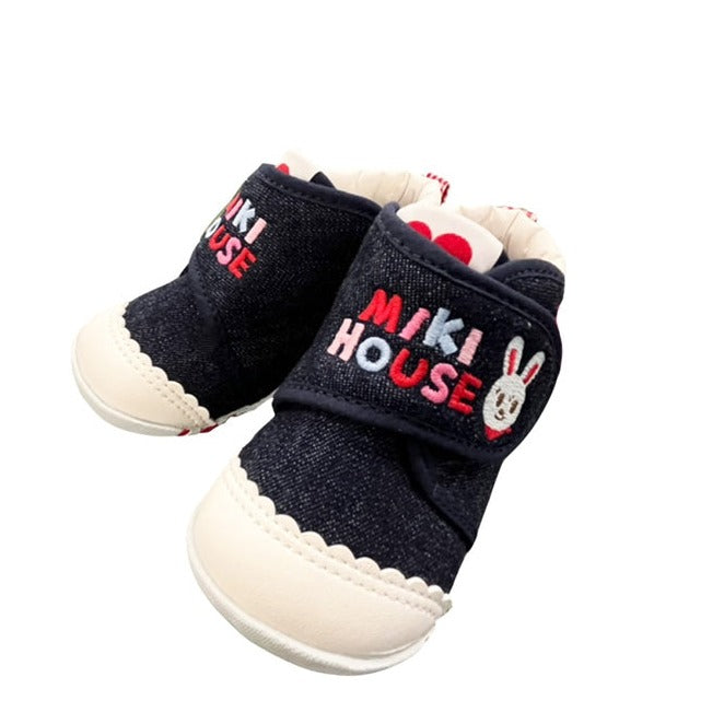 日本 Mikihouse 牛仔字母兔 一段 学步鞋 日本制11-9310-380