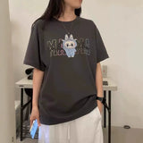 韩国女装 夏季萌趣 卡通 牙牙怪 印花 休闲 短袖 T恤