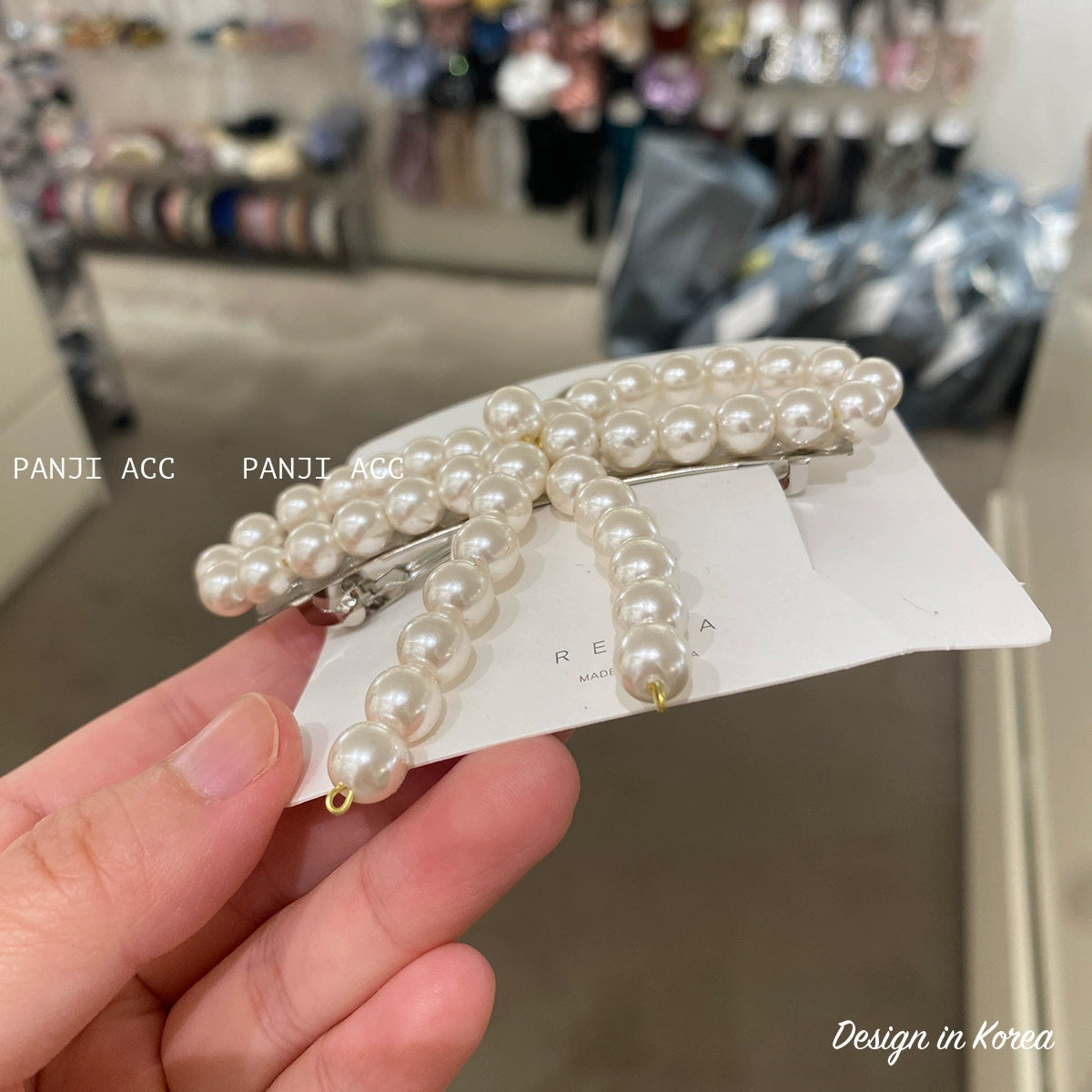 韩国 蝴蝶结 珍珠 发夹