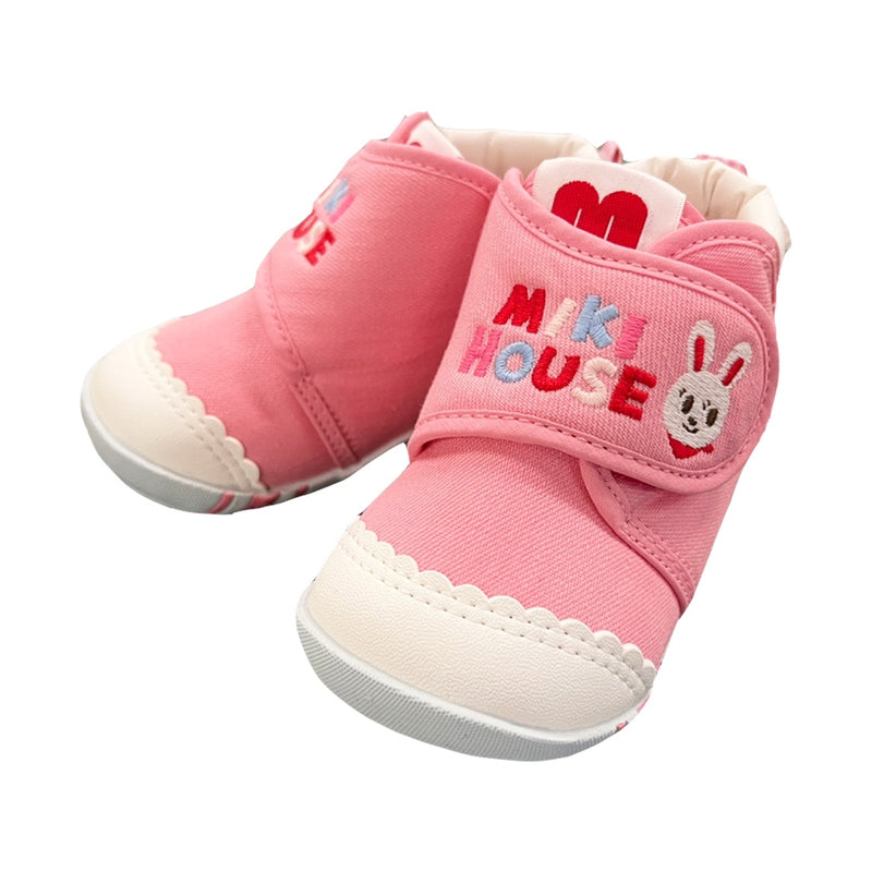 Japan Mikihouse pink alphabet rabbit one-section toddler shoes made in Japan 11-9310-380