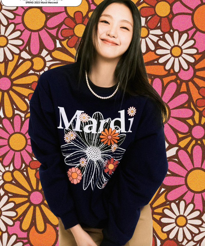 South Korea mardimercredi flower sweatshirt gold, silver, one size fits all