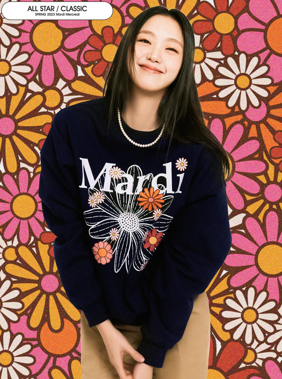 South Korea mardimercredi flower sweatshirt gold, silver, one size fits all