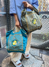 日本 BALL&CHAIN  蓝色柠檬 帆布包 M码 中号