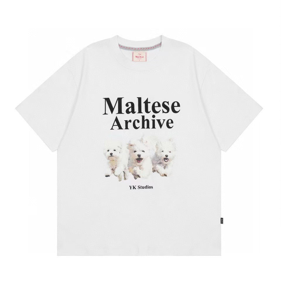Korean waikei dog short-sleeved loose T-shirt
