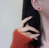 Japanese Jewelry Aka Coral Ball Stud Earrings 5.5mm