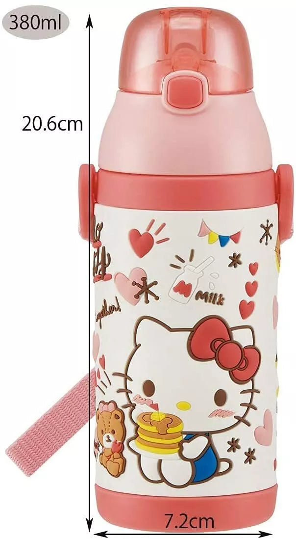 日本 凯蒂猫 保温杯 注意防烫 380ml 吸管杯 注意不要放太烫的水 容易烫伤