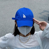 韩国 小标 宝蓝色 LA 帽子